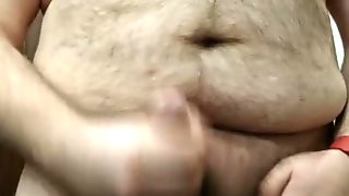 chubby bear quick fap in bathroom with big load